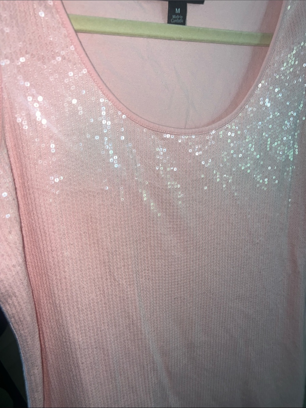 Dana Buchman Pink Sequin Scoop Neck Tank